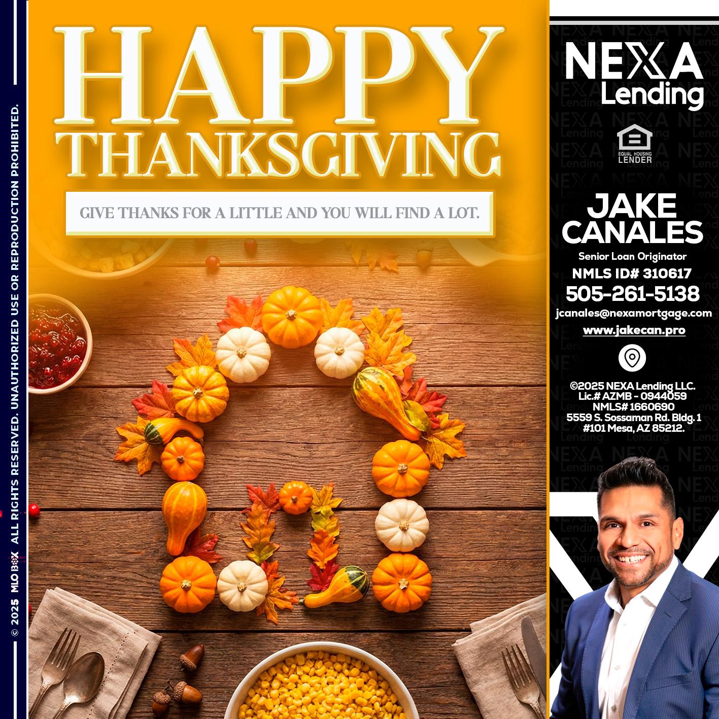 HAPPY THANKSGIVING - Jake Canales -Senior Loan Originator