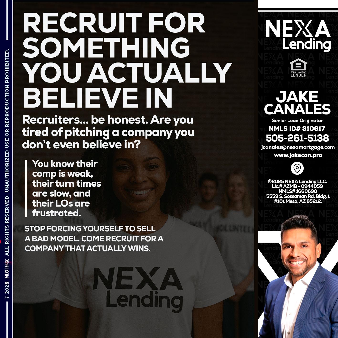 RECRUITING - Jake Canales -Senior Loan Originator