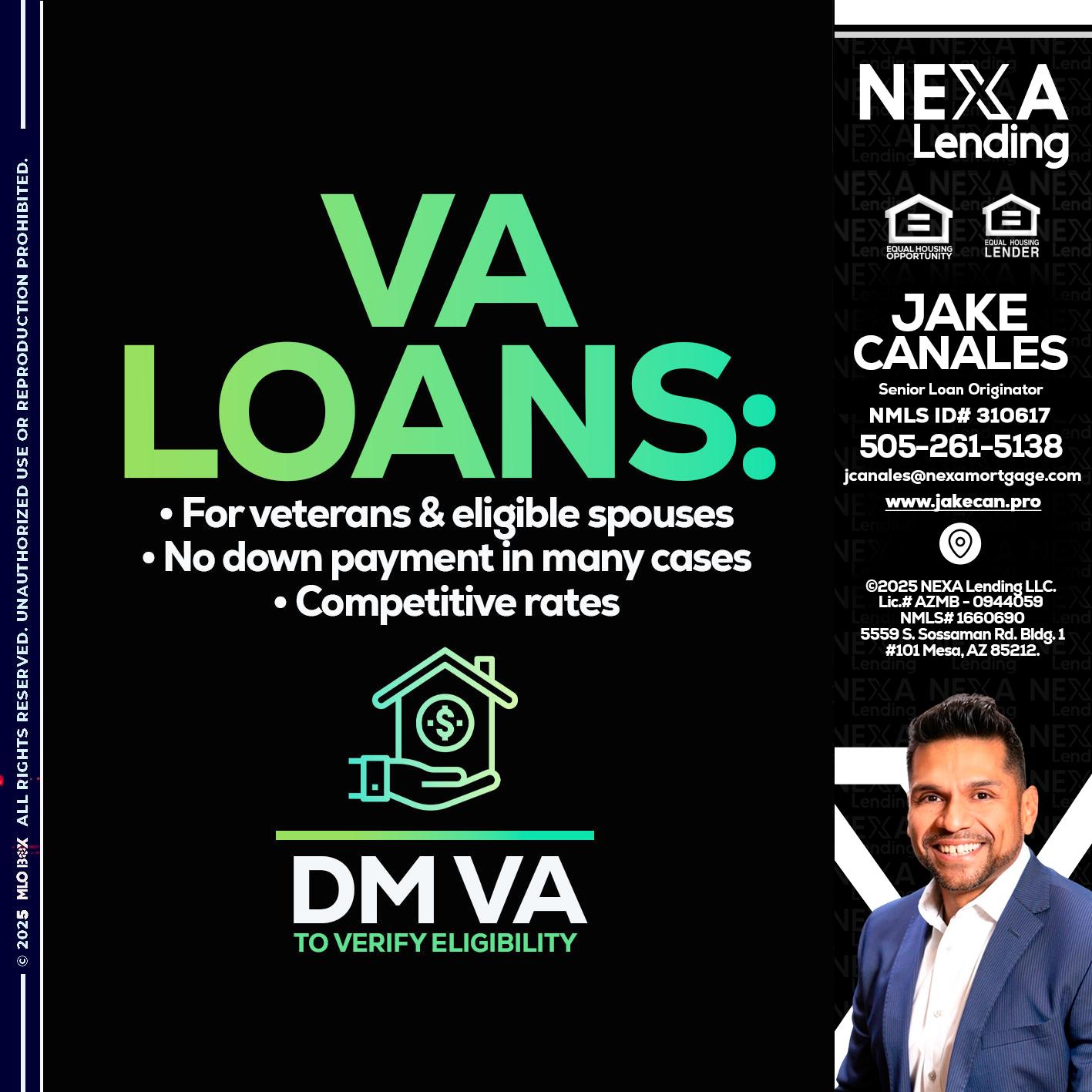 VA LOANS - Jake Canales -Senior Loan Originator