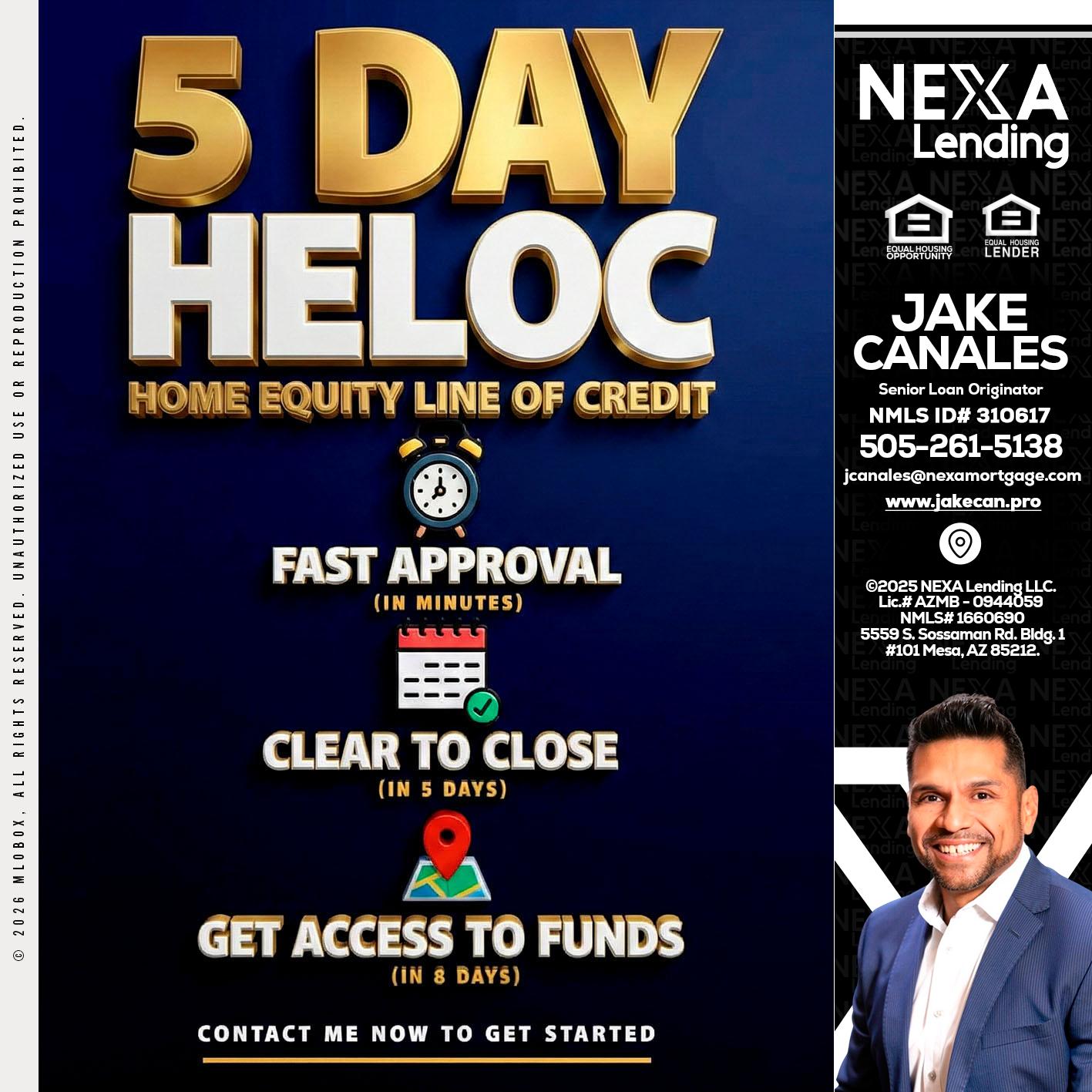 5 day hello - Jake Canales -Senior Loan Originator