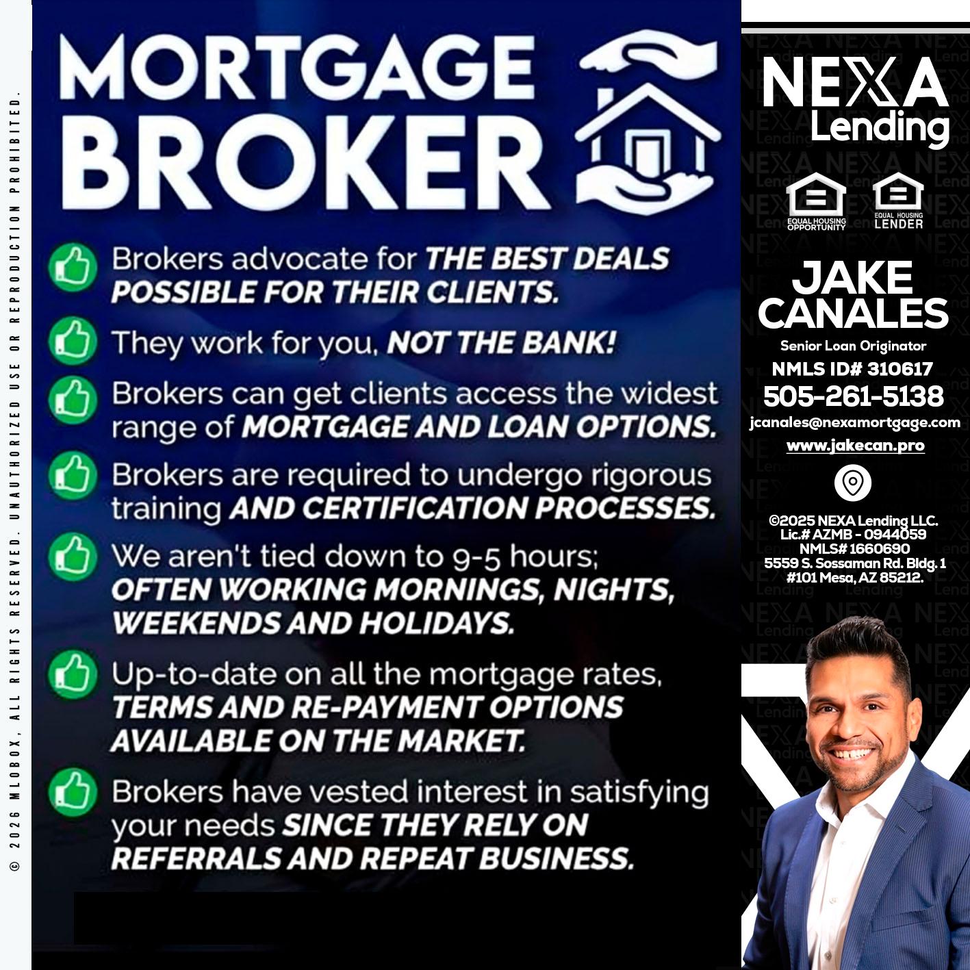 MORTGAGE BROKER - Jake Canales -Senior Loan Originator