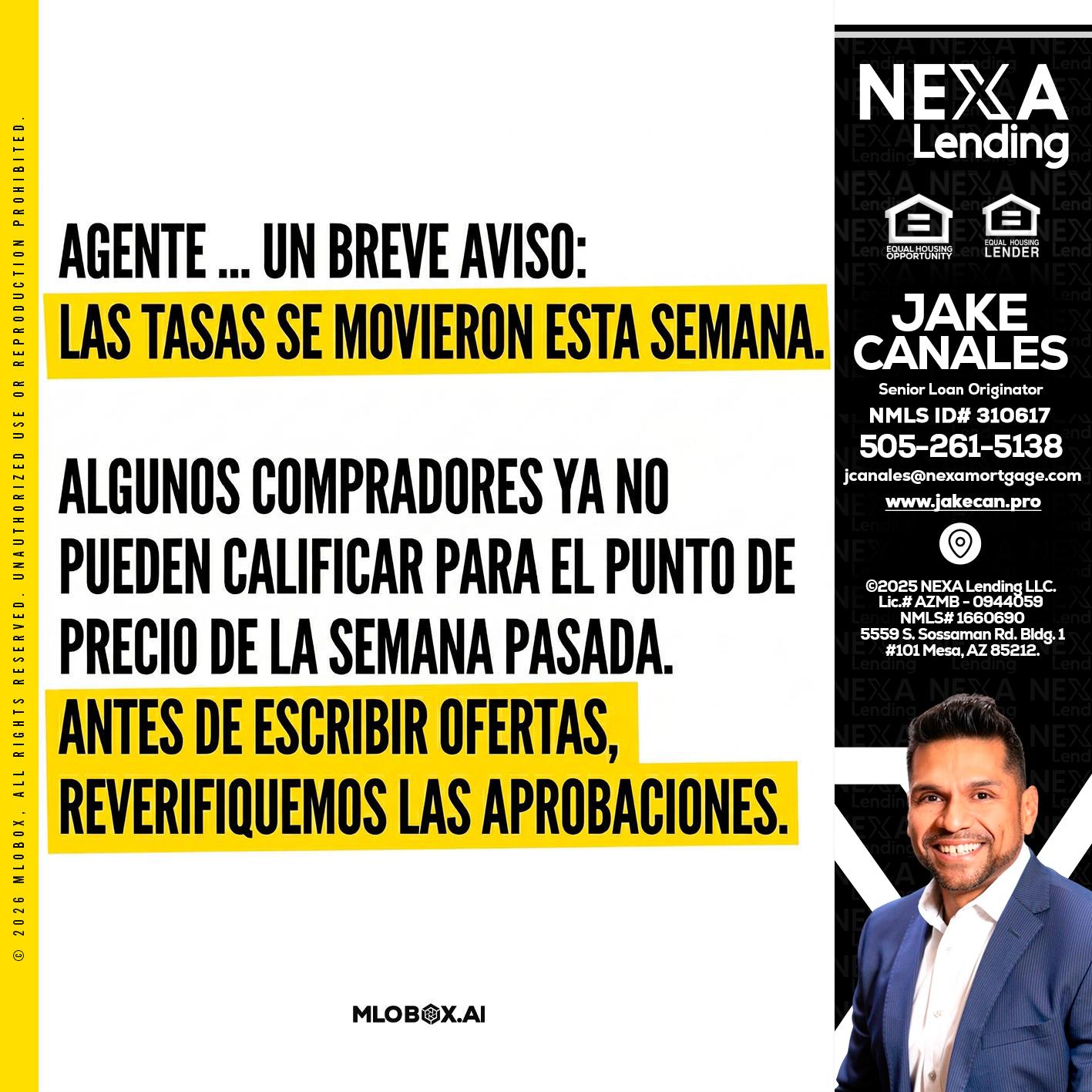 Agente - Jake Canales -Senior Loan Originator