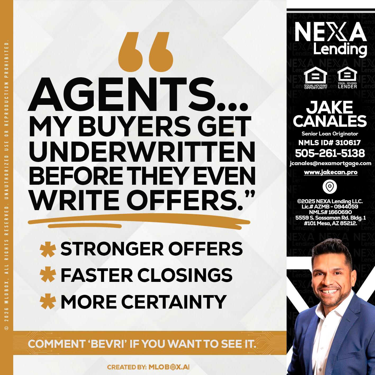 agents - Jake Canales -Senior Loan Originator