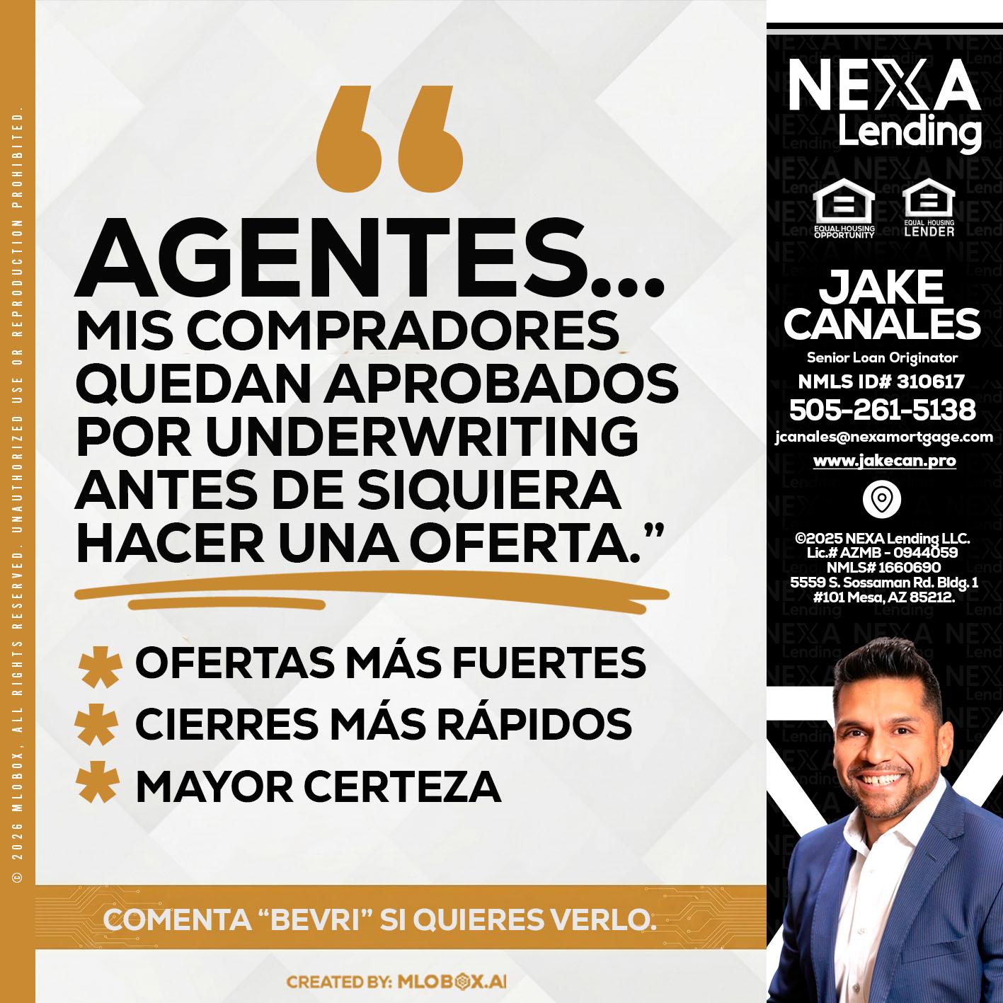 AGENTES - Jake Canales -Senior Loan Originator