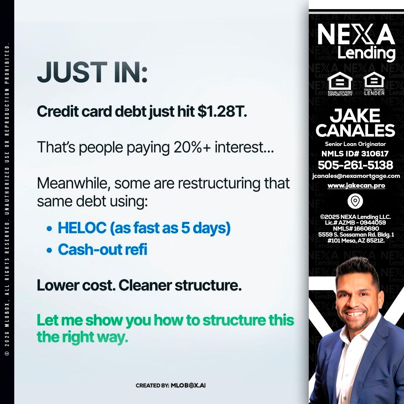 JUST IN - Jake Canales -Senior Loan Originator