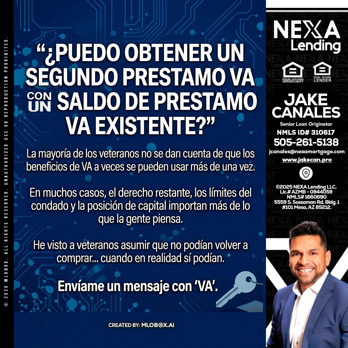 PUEDO OBTENER UN PRESTAMO VA - Jake Canales -Senior Loan Originator