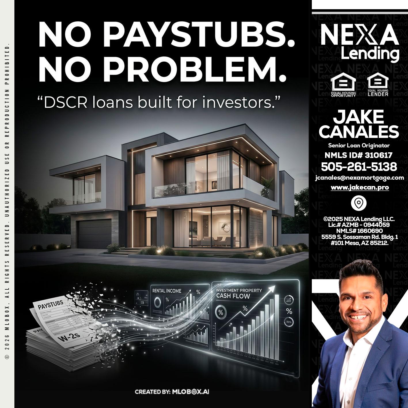 no paystub - Jake Canales -Senior Loan Originator