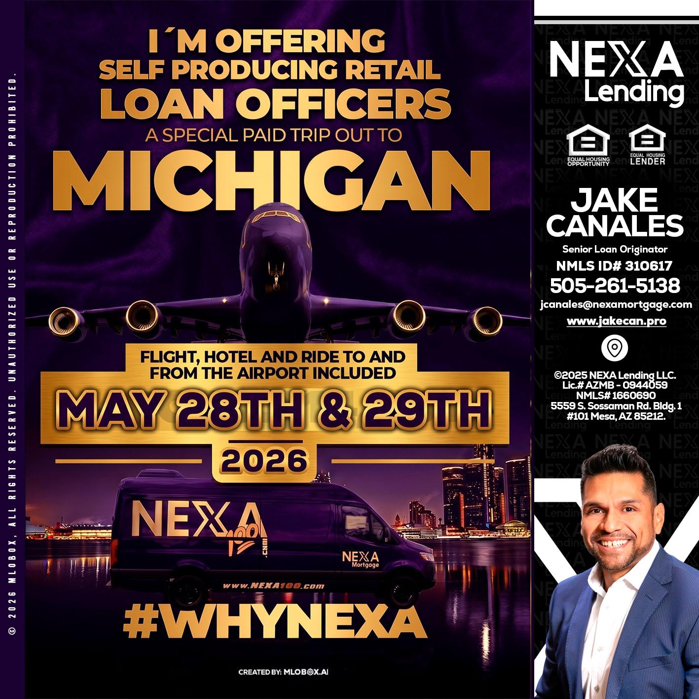 MICHIGAN - Jake Canales -Senior Loan Originator