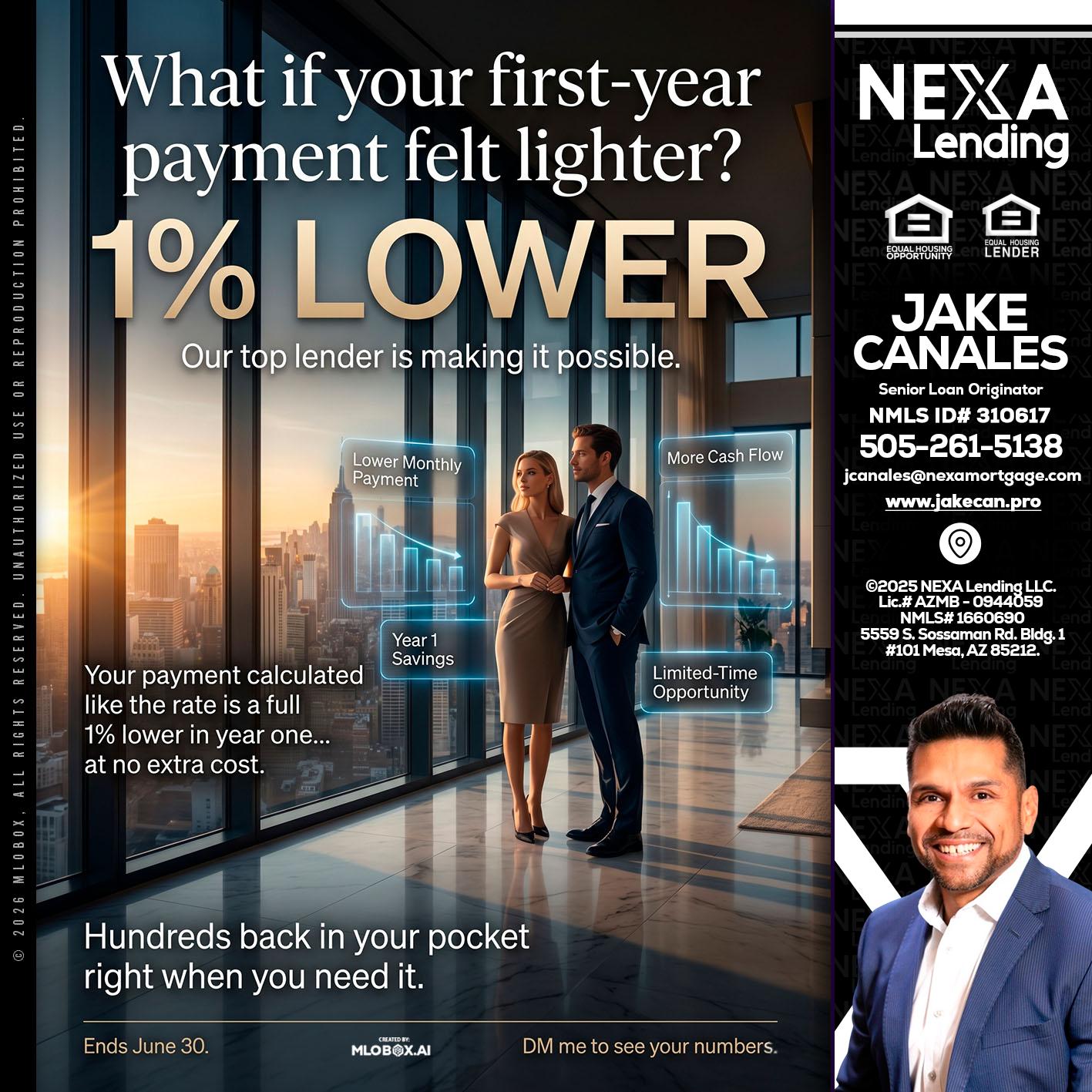 1% LOWER - Jake Canales -Senior Loan Originator