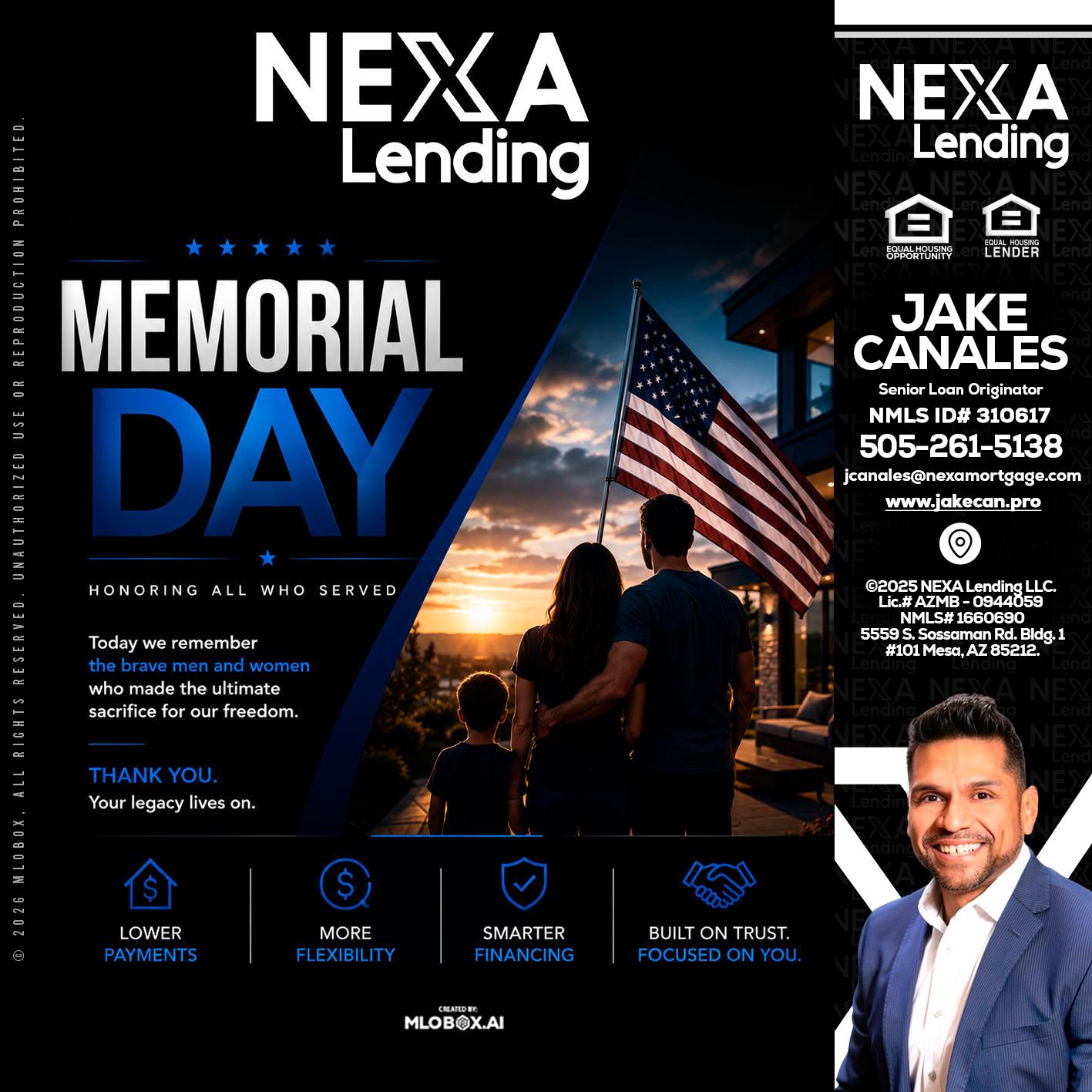 MEMORIAL DAY - Jake Canales -Senior Loan Originator