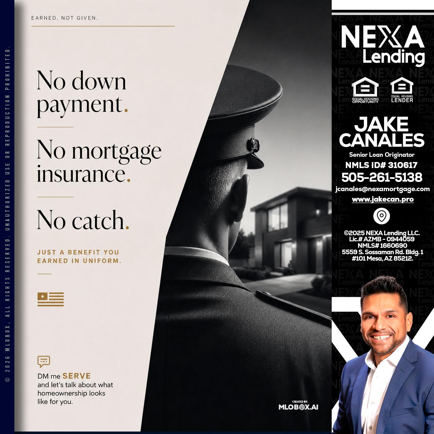NO DOWN PAYMENT - Jake Canales -Senior Loan Originator