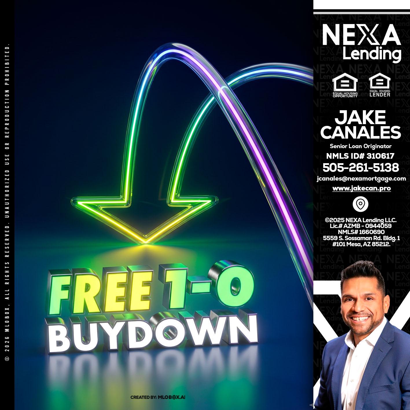 FREE 1-0 BUYDOWN - Jake Canales -Senior Loan Originator