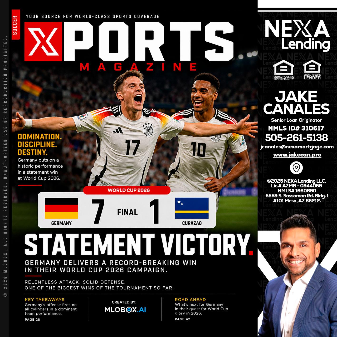 GERMANY VS CURASSAO (7-1) - Jake Canales -Senior Loan Originator