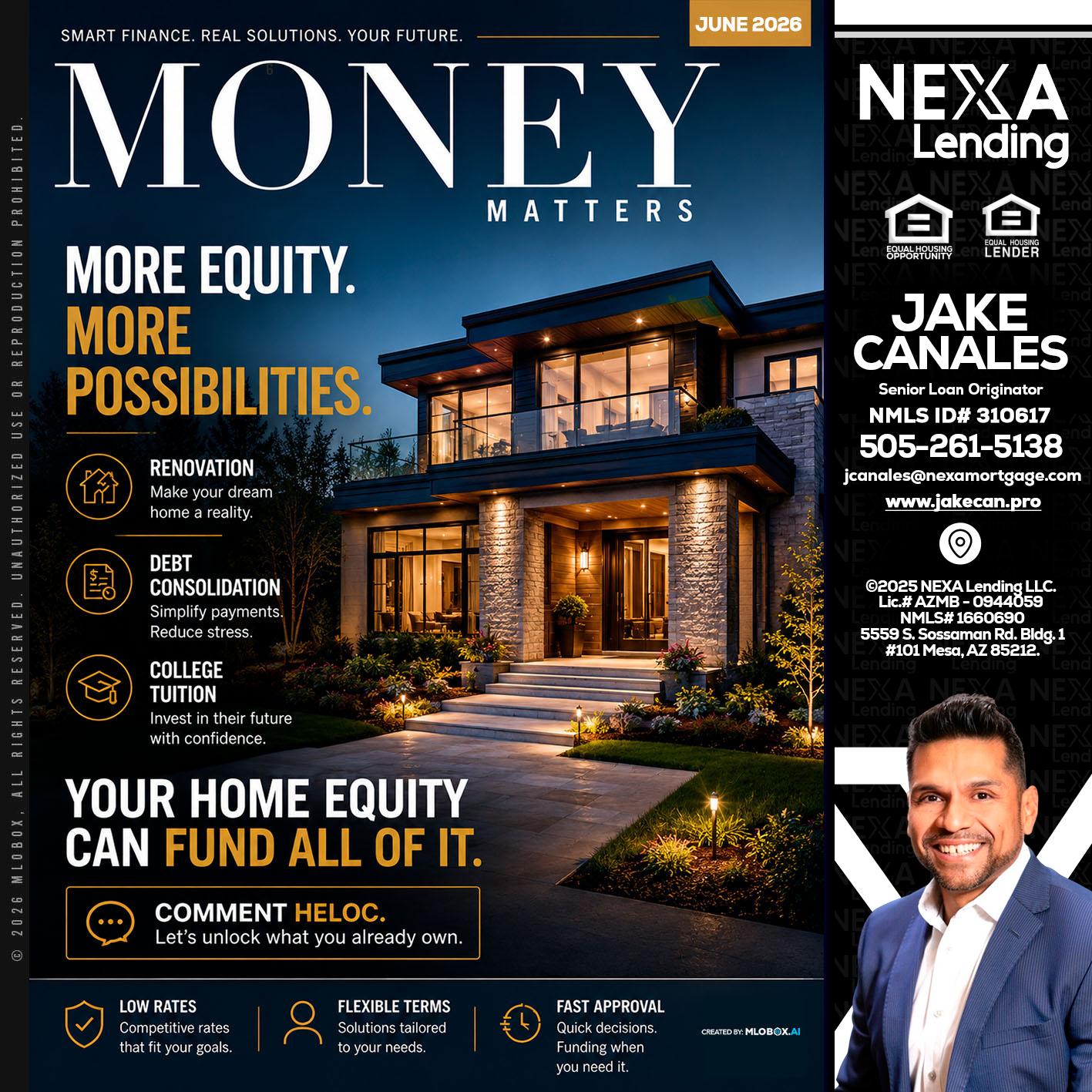 MONEY MATTERS - Jake Canales -Senior Loan Originator