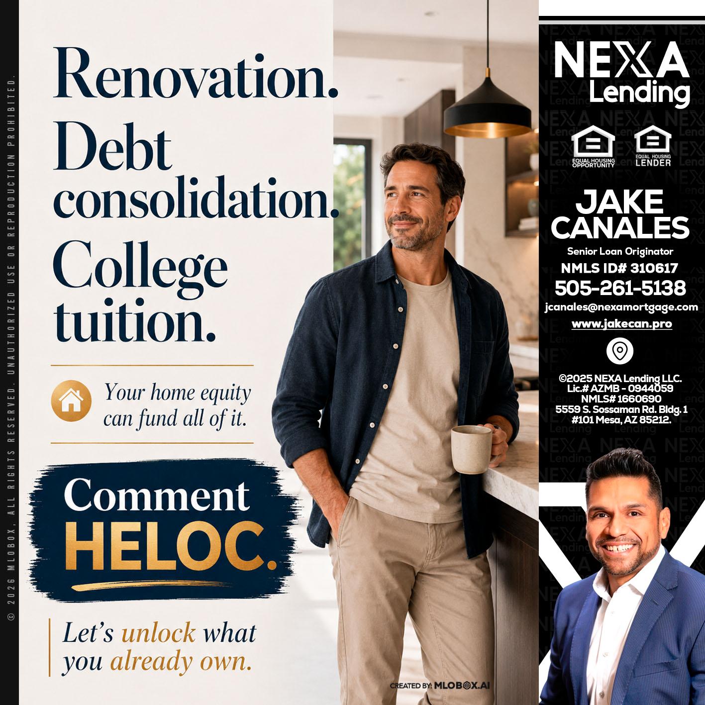 RENOVATION DEBT - Jake Canales -Senior Loan Originator