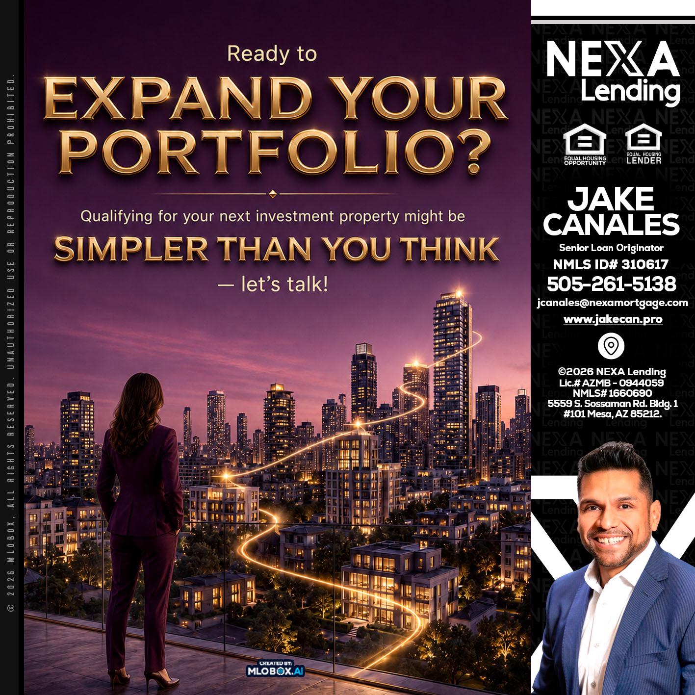 EXPAND YOUR PORTFOLIO - Jake Canales -Senior Loan Originator