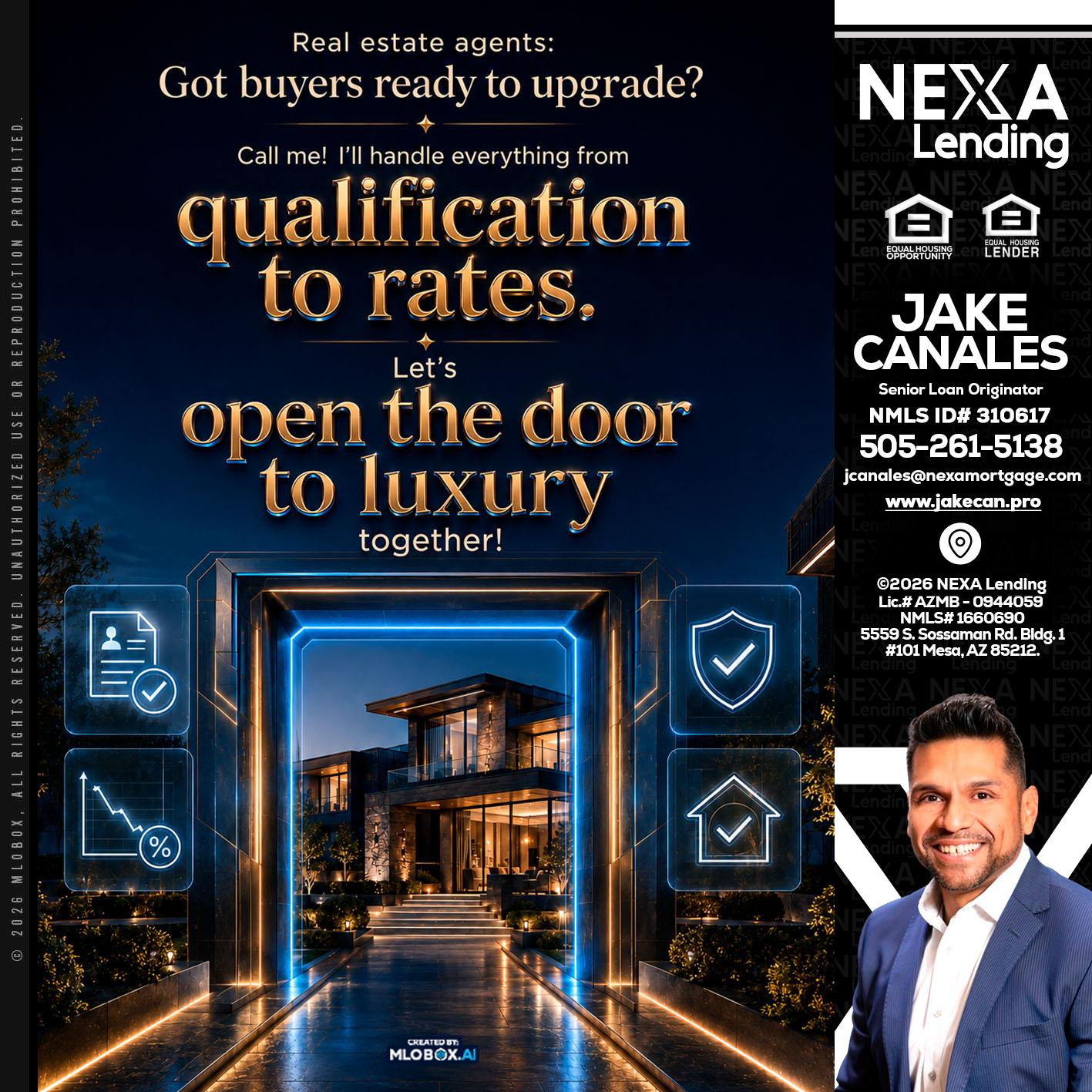 QUALIFICATION TO RATES - Jake Canales -Senior Loan Originator