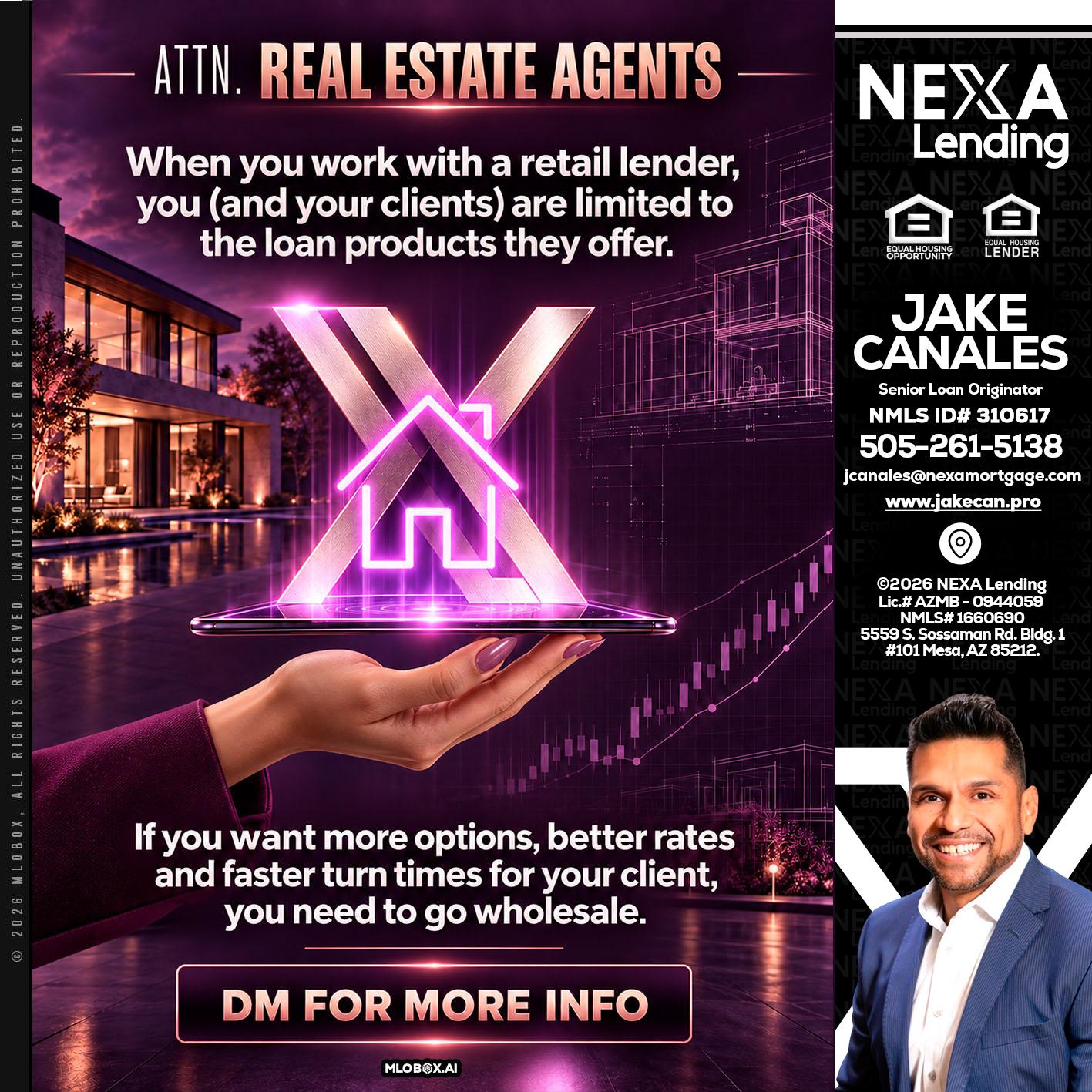 REAL ESTATE AGENTS - Jake Canales -Senior Loan Originator