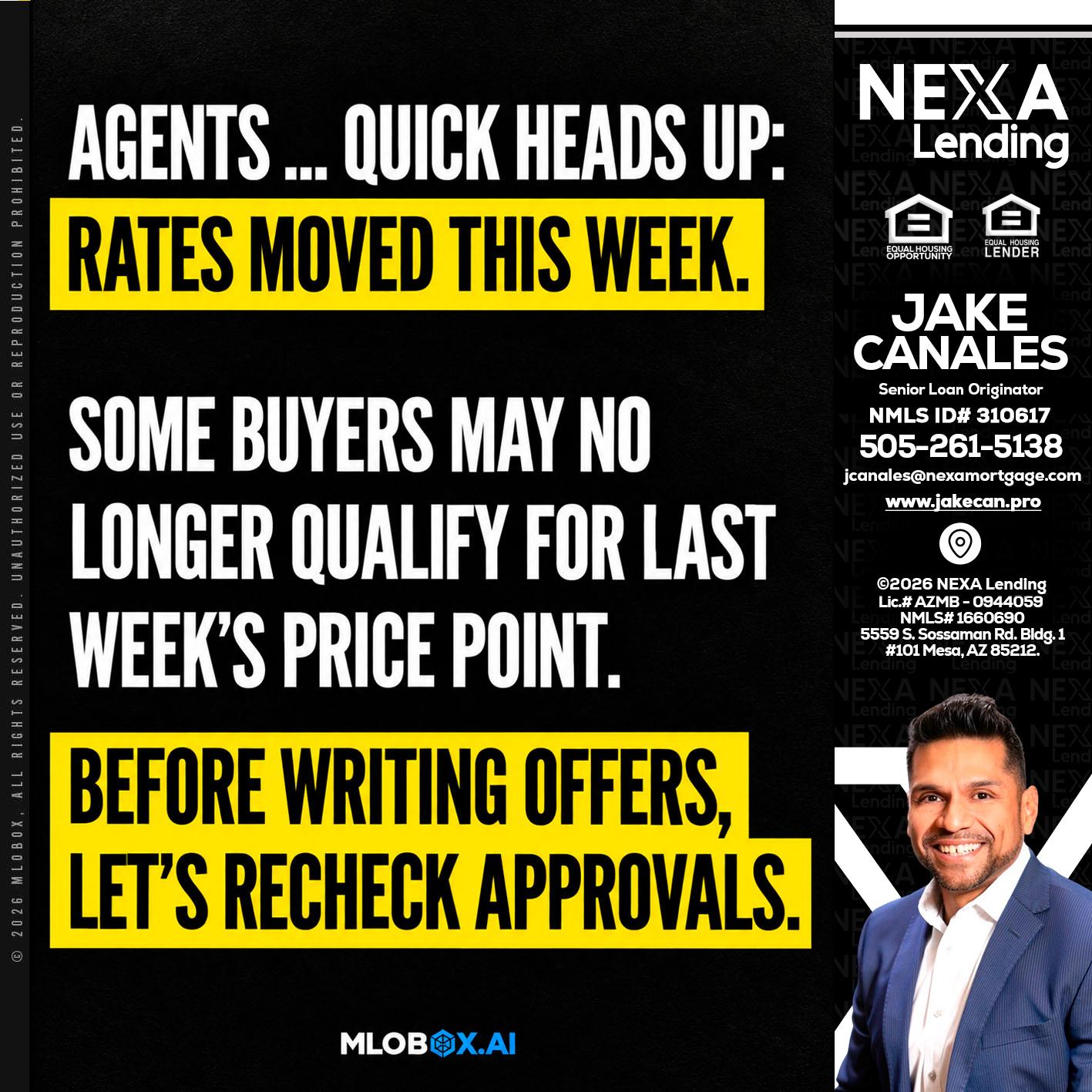 AGENTS QUICK - Jake Canales -Senior Loan Originator