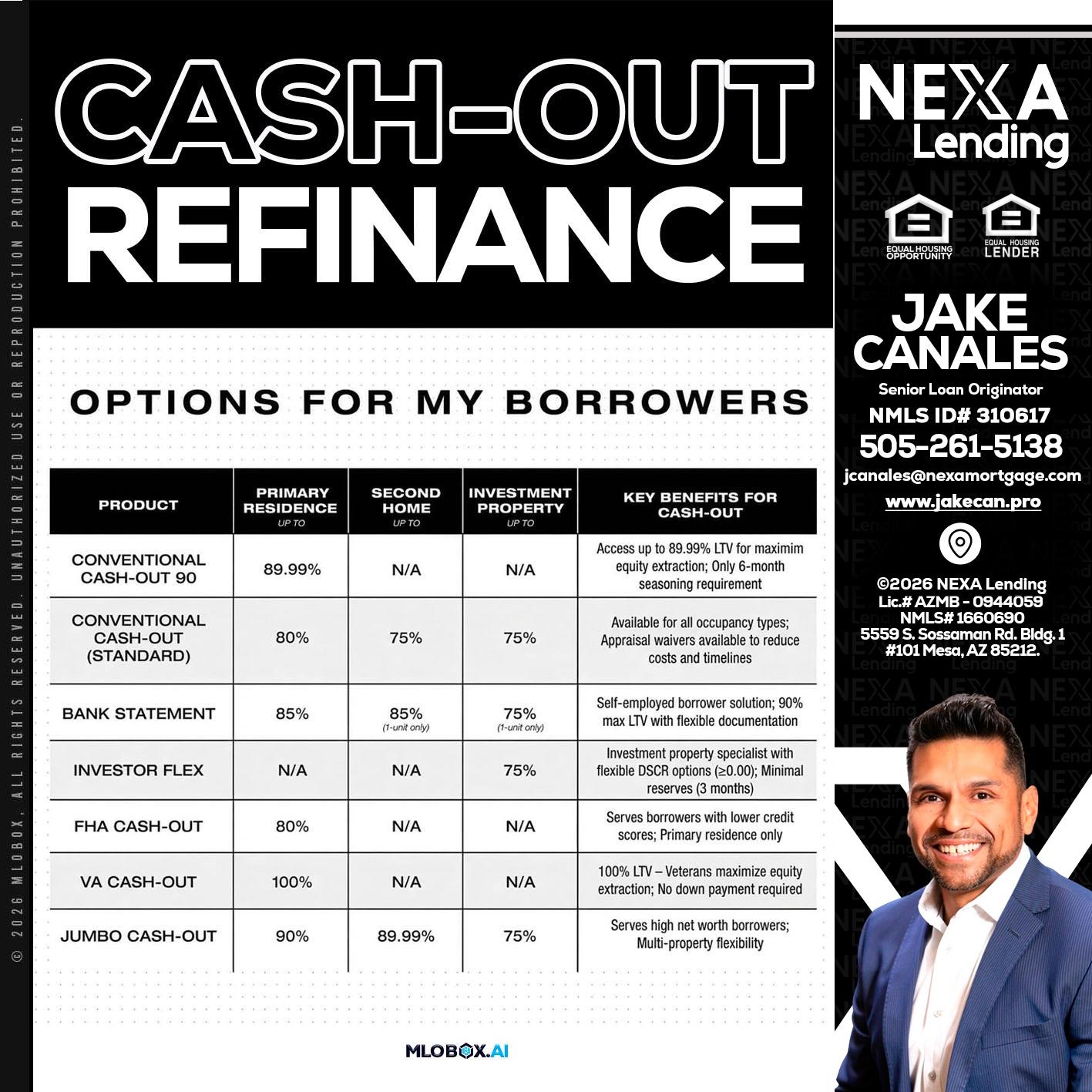 CASH OUT - Jake Canales -Senior Loan Originator