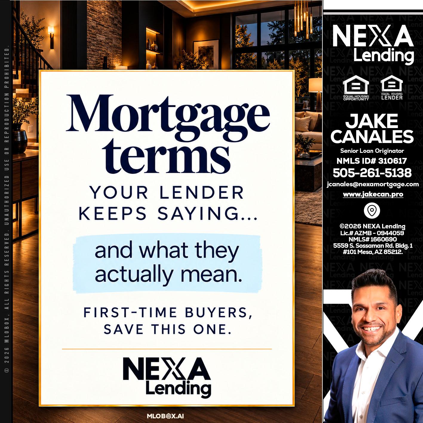 mortgage terms - Jake Canales -Senior Loan Originator