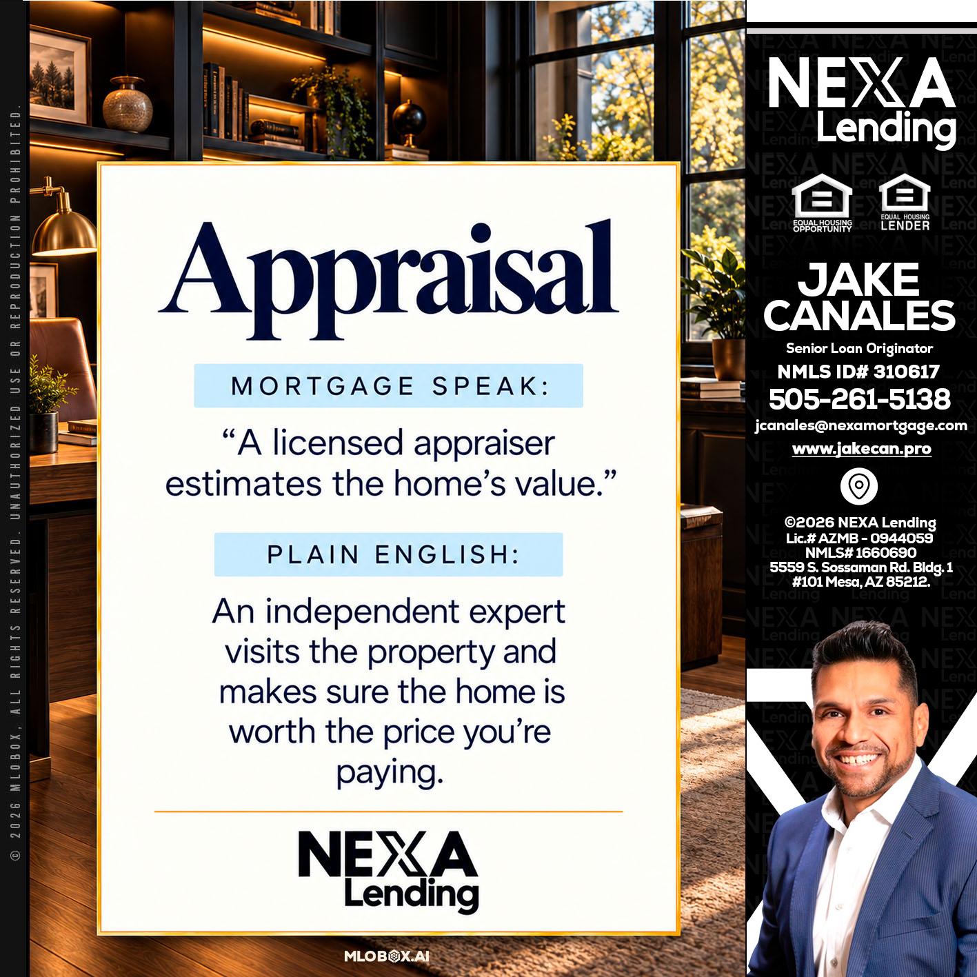 appraisal - Jake Canales -Senior Loan Originator