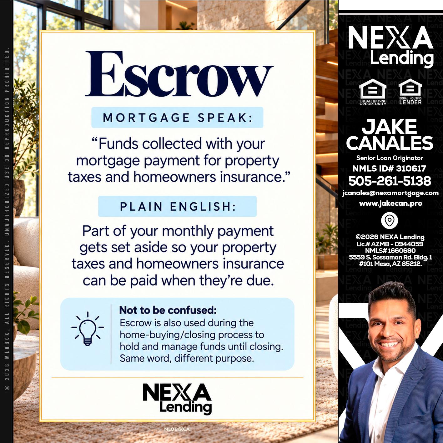 ESCROW - Jake Canales -Senior Loan Originator