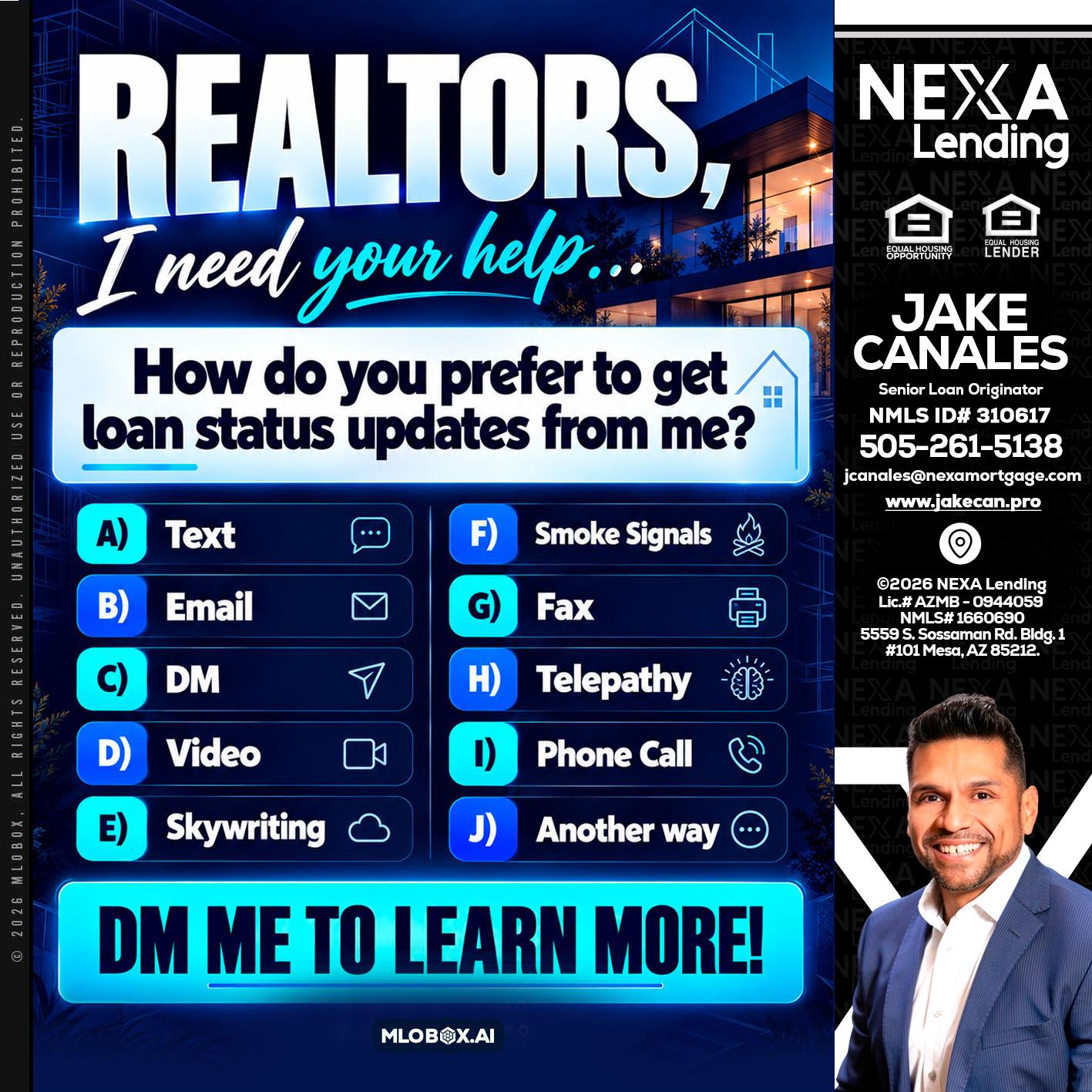 REALTORS - Jake Canales -Senior Loan Originator