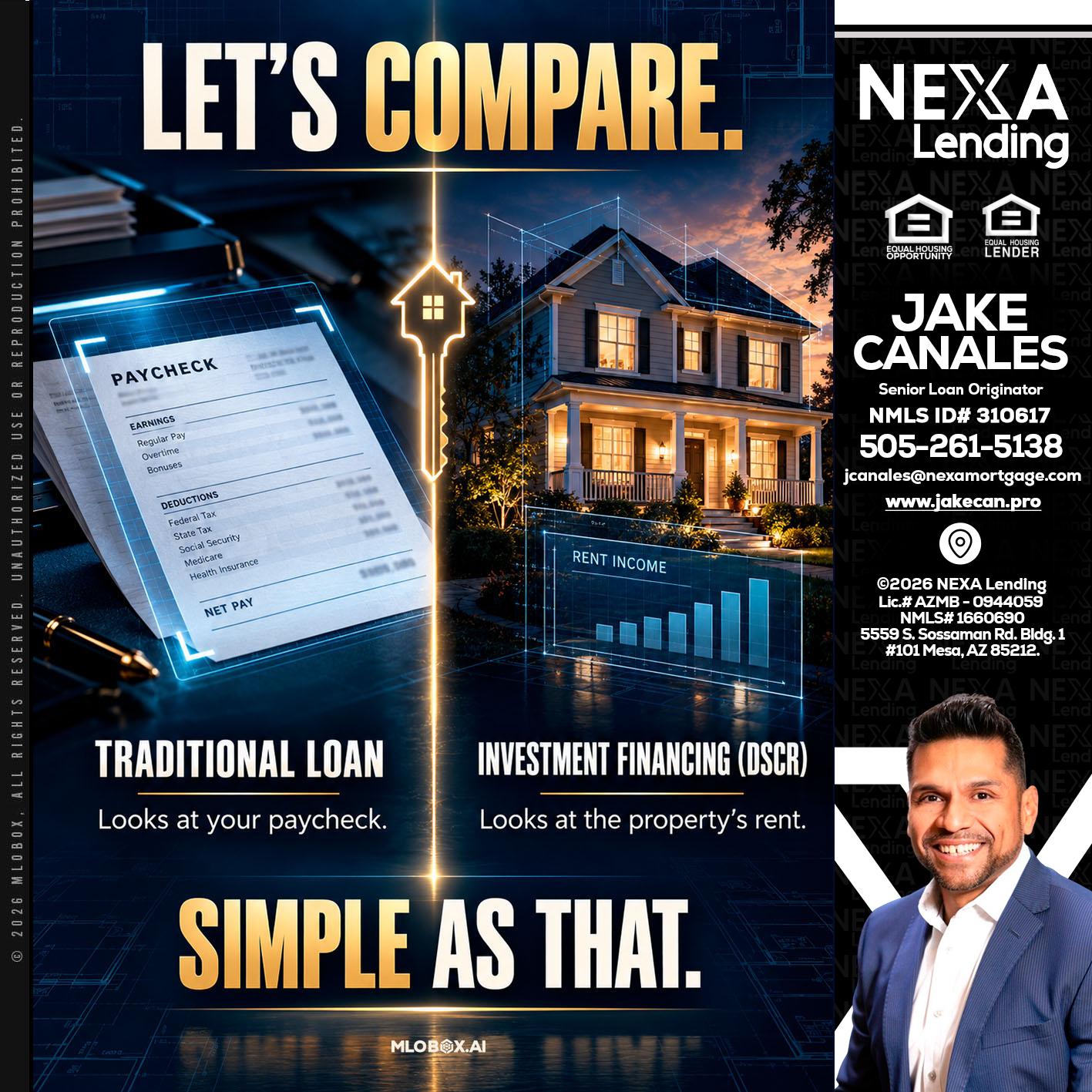 lets compare - Jake Canales -Senior Loan Originator